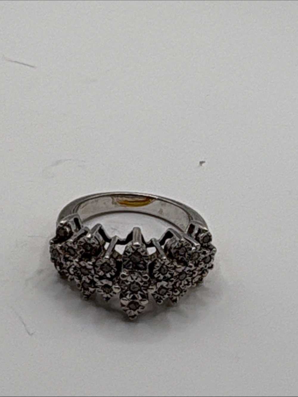 .925 Sterling Silver 1/4 Cttw Miracle Plate Set Round-Cut Diamond Two Row Size 8